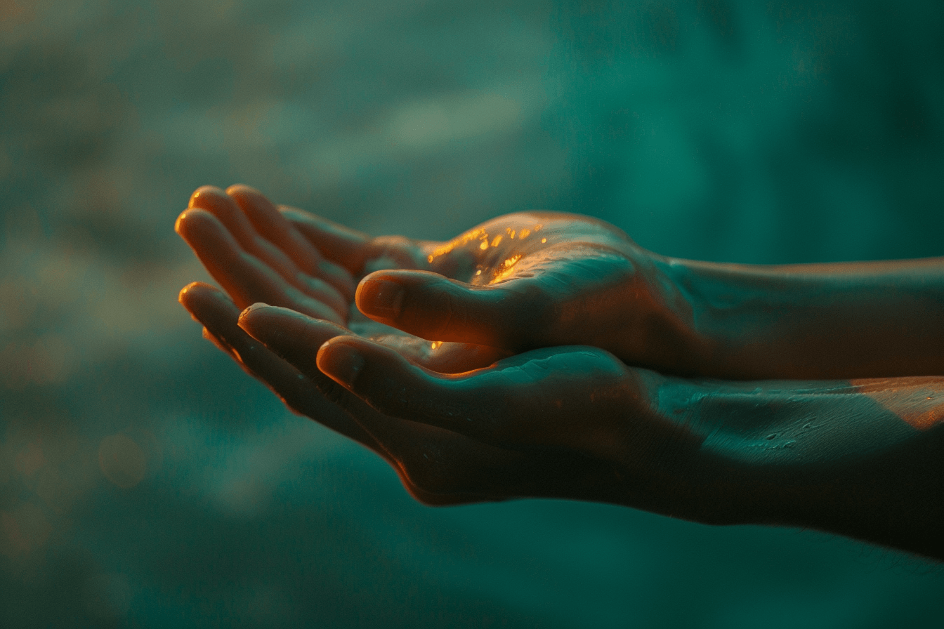 Open hands releasing their grip, representing the shift from white-knuckling life to navigating with agency