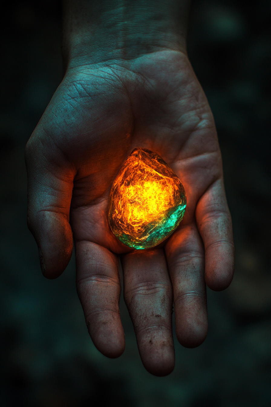 Glowing ember in open palm symbolizing metabolized outrage and nervous system regulation